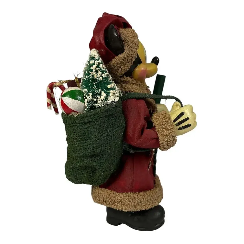 Vintage 1989 Mickey Santa Claus Fabric Mache Christmas Figurine Walt Disney Co.